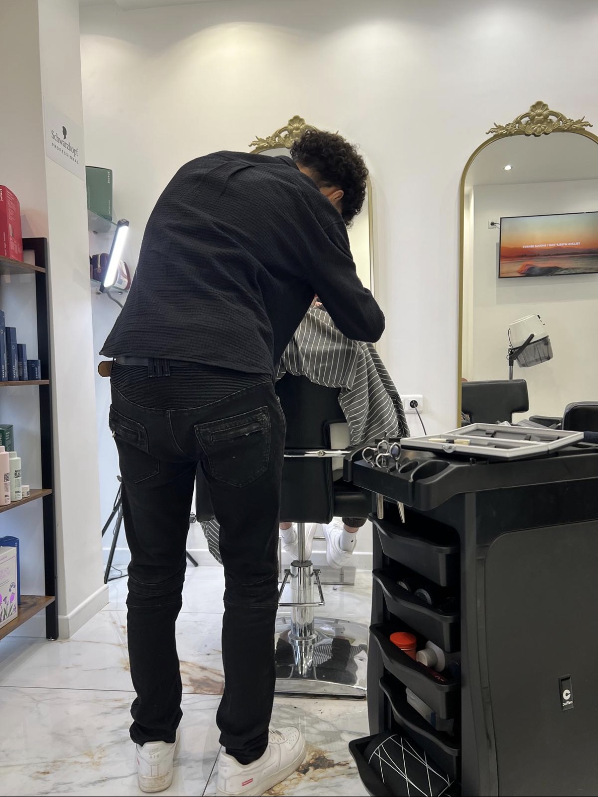 Antes - trabajando en peluquería